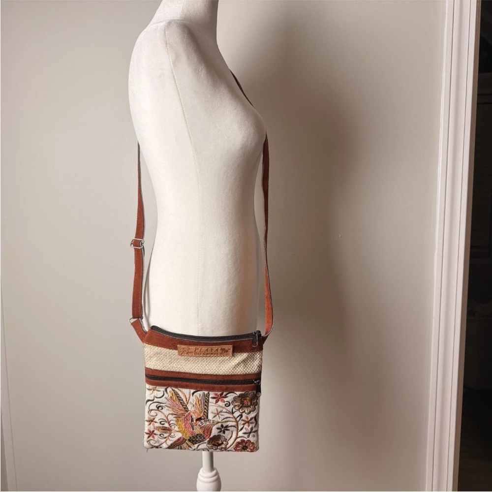 Embroidered Crossbody Purse Bag Floral Bird Adjustable Strap Front NOT FOR SALE - Picture 4 of 7